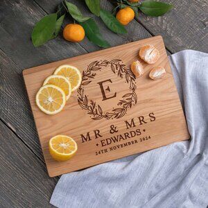 Personalized Wedding Cutting Board with Custom Names and Dates